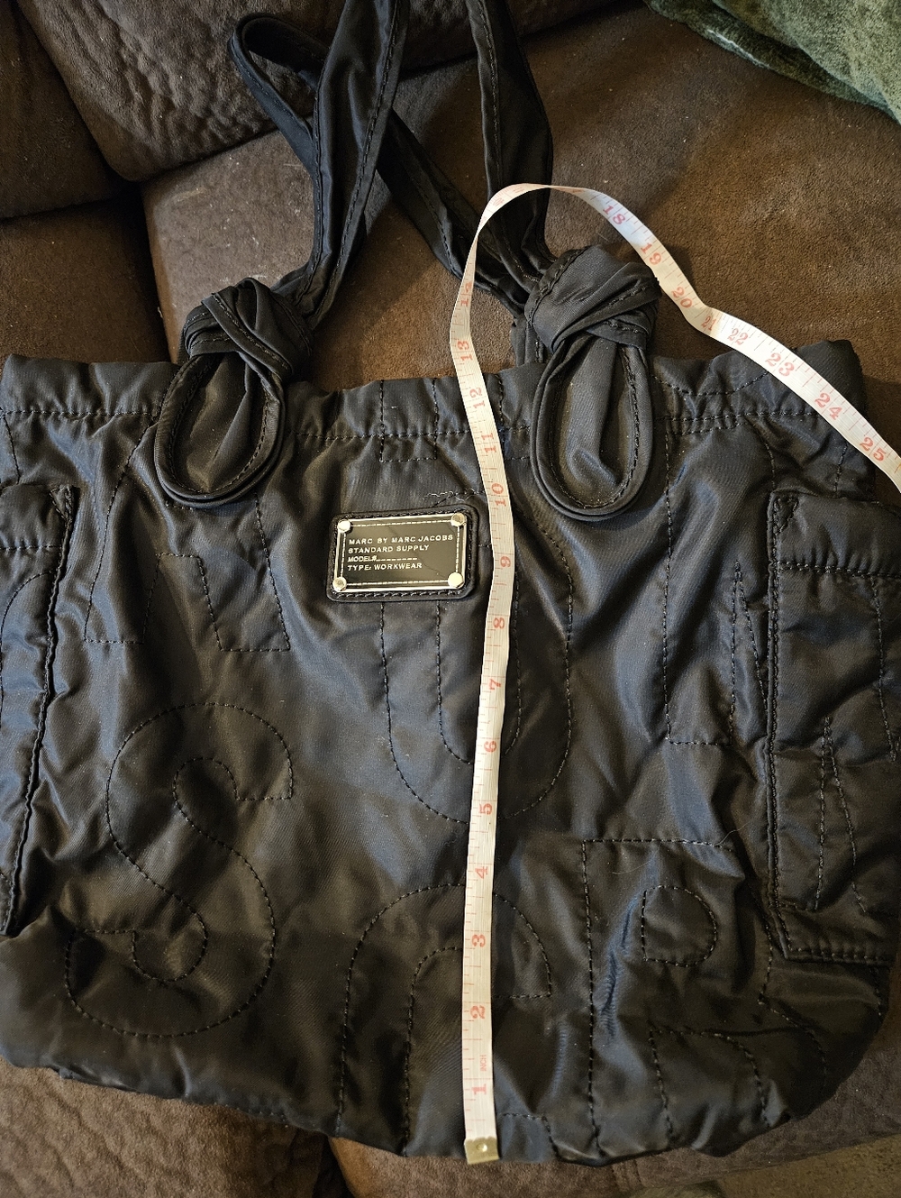 Marc by Marc Jacobs Black Quilted Nylon Tote with Knotted Handles - Picture 10 of 13